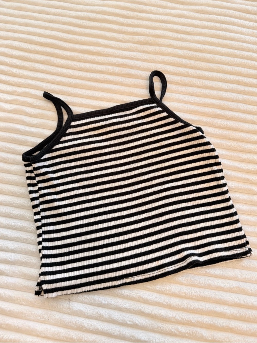 Old Navy Black & White Striped Ribbed tankless